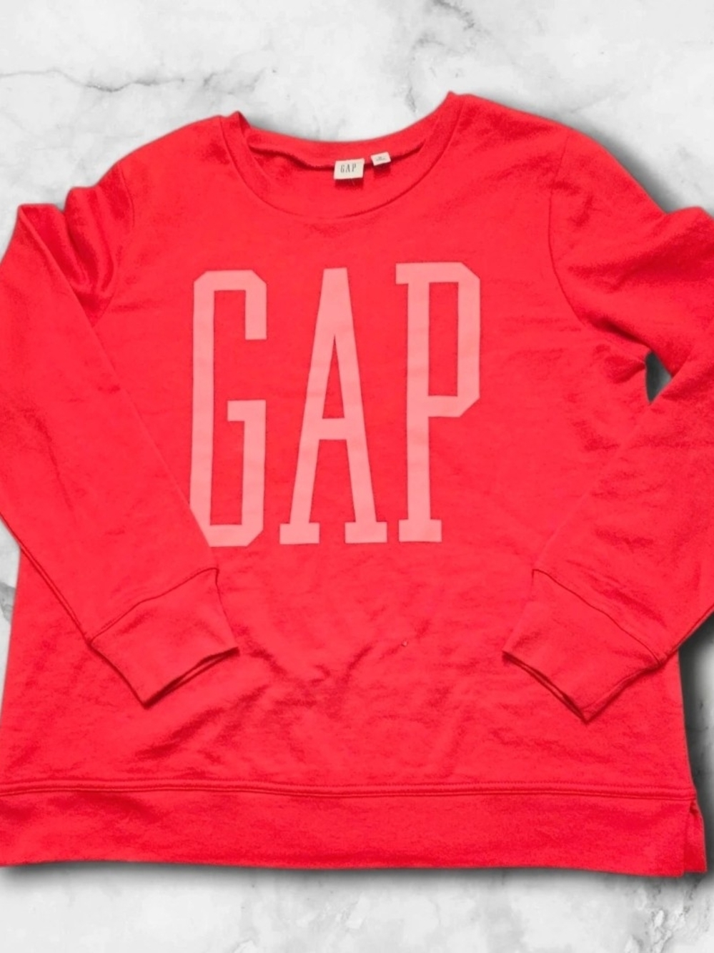 GAP Coral-Red Logo Crewneck Sweatshirt